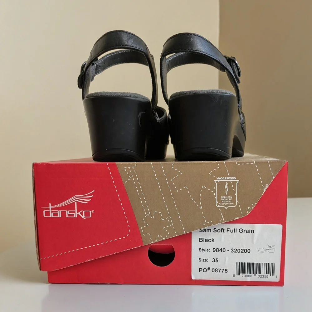 Dansko Black Leather Mary Jane Clog with Ankle Strap - Picture 2 of 7